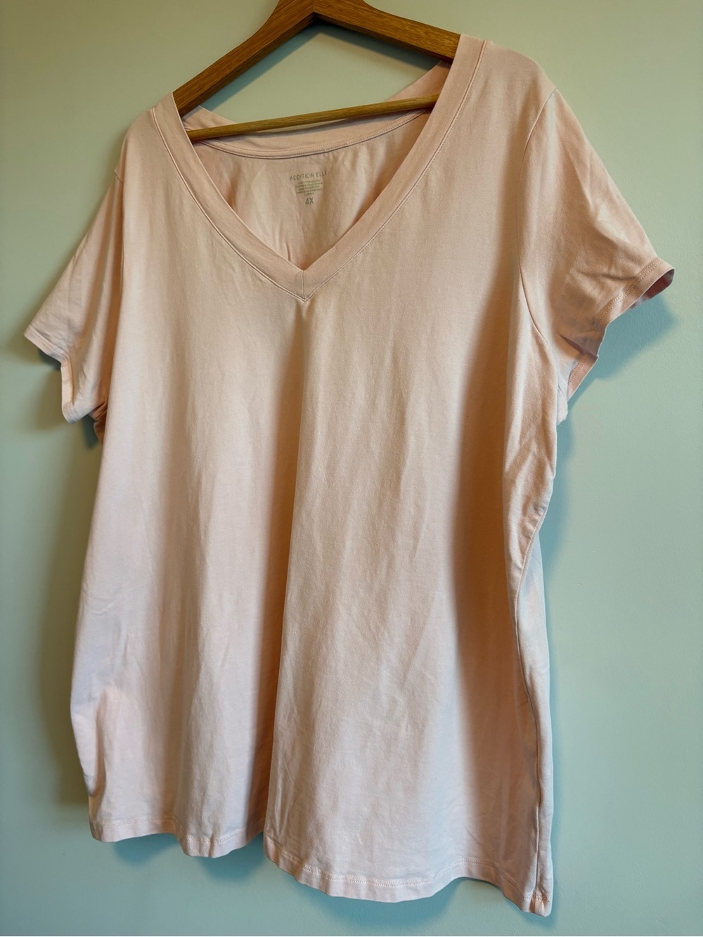 Addition Elle Light Pink V-Neck Tee | Size 4X - Picture 3 of 5
